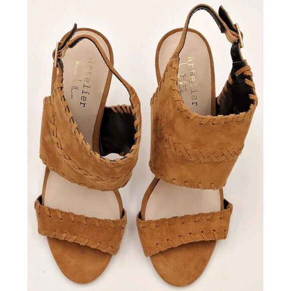 Artelier Nicole Miller Percy 7.5 M High Heel With Brown Suede Laced Accents - Picture 3 of 16
